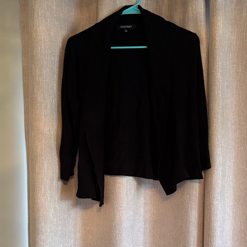 Ellen Tracy Classic Black Open Cardigan